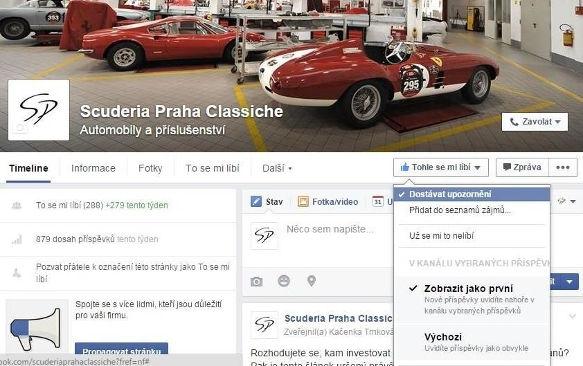 Scuderia Praha Classiche nyní i na Facebooku